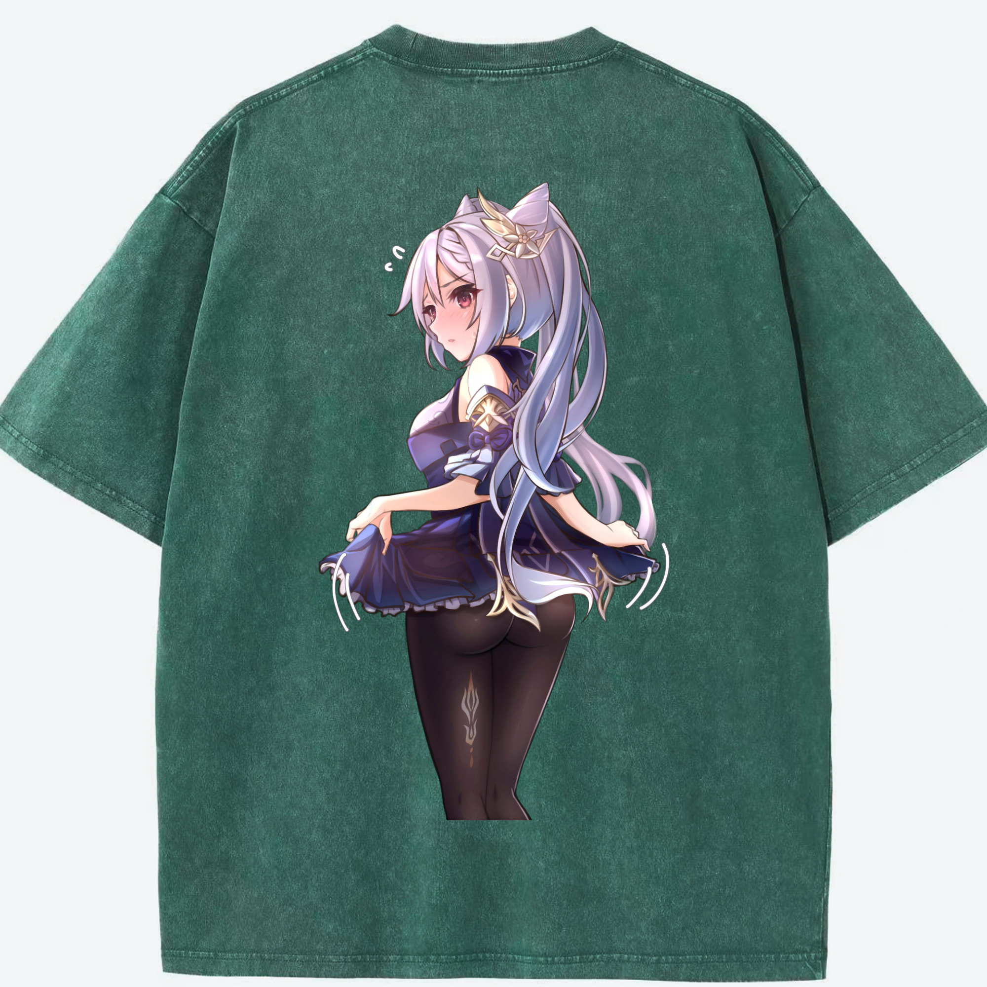 げんし神 刻晴 こくせい genshin Kokusei 綿100% ヴィンテージ風 半袖Tシャツ（背面プリント）